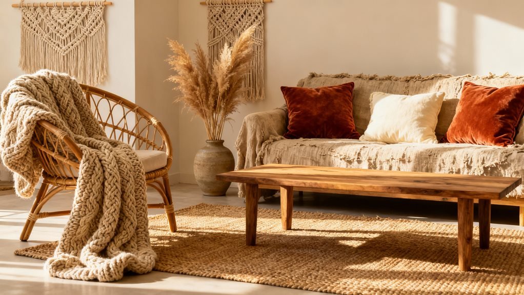 cozy boho living room textures