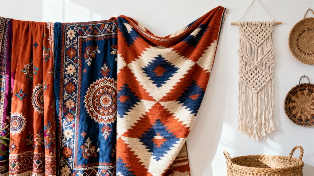 global kilim inspired textile collection displayed