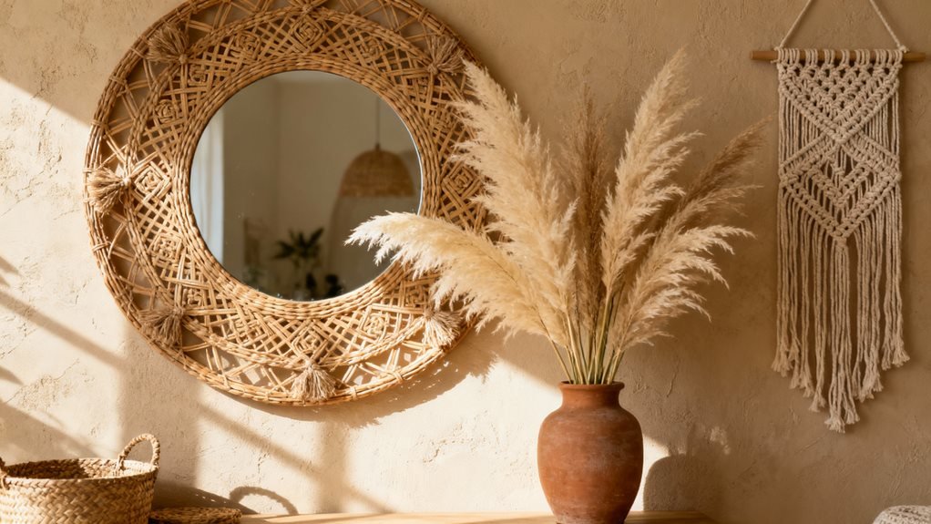 rattan mirror pampas grace balance